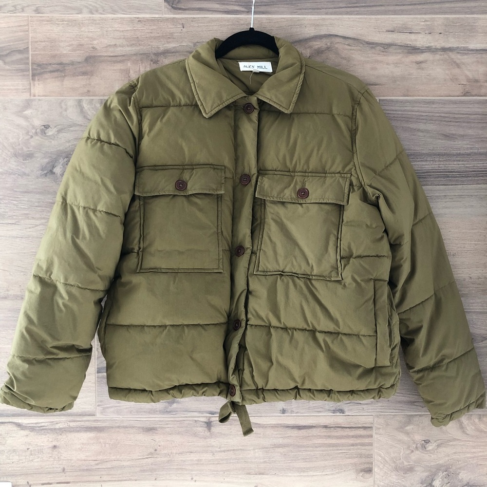 Alex Hill Anthropologie Cordury/Green Puffer Jacket Size L